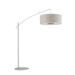 Kaareva kaarilamppu Poise B, harmaa, teräs, tekstiili, ulottuvuus 255 cm