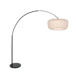 Kaareva lattiavalaisin Sparkled Light, musta/kermanvärinen nailon, 240 cm