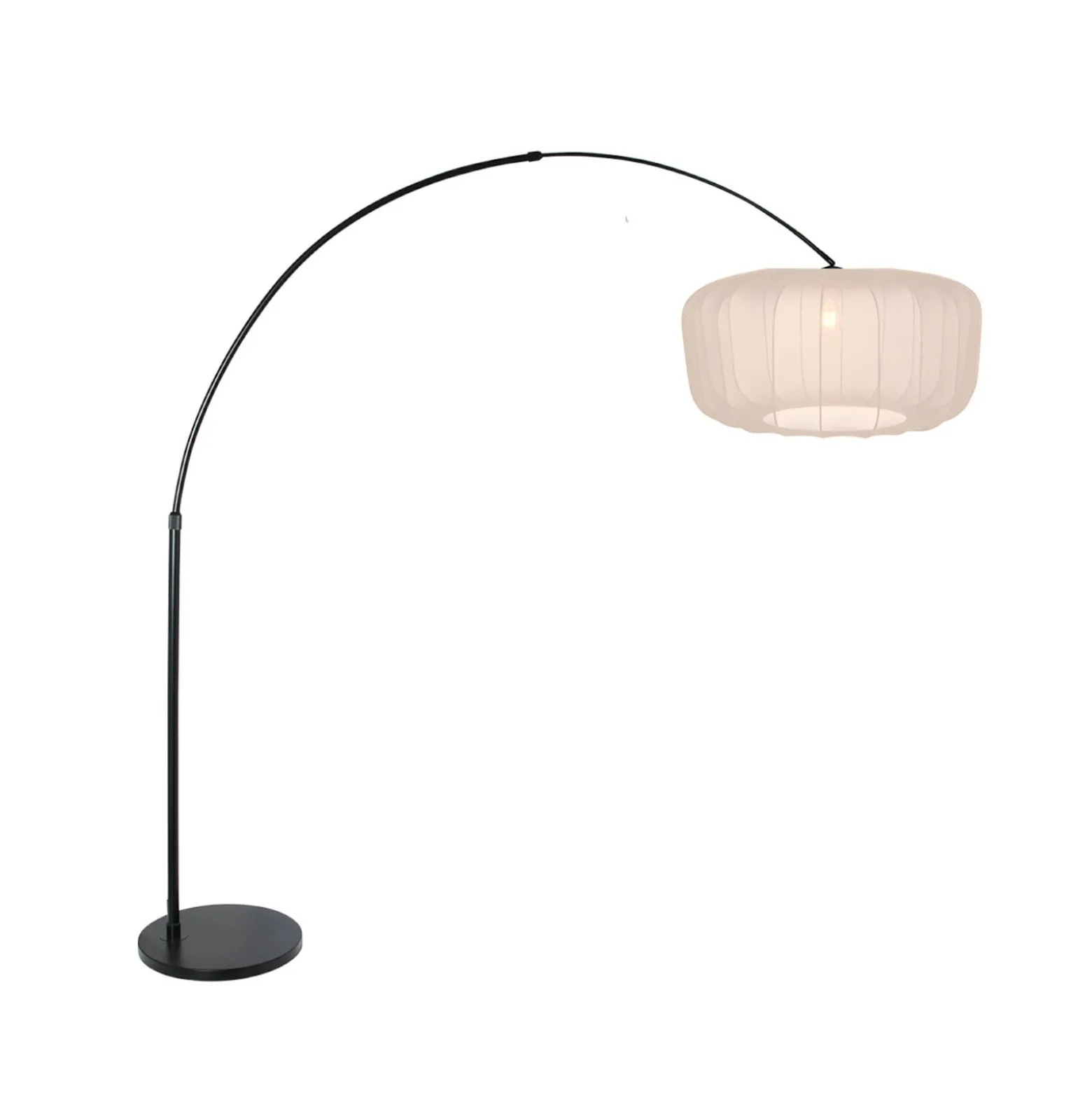 Kaareva lattiavalaisin Sparkled Light, musta/kermanvärinen nailon, 240 cm