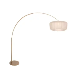 Kaareva lattiavalaisin Sparkled Light, pronssi/nylon, kermanvärinen, 240 cm