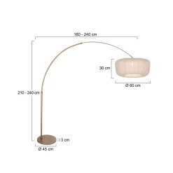 Kaareva lattiavalaisin Sparkled Light, pronssi/nylon, kermanvärinen, 240 cm
