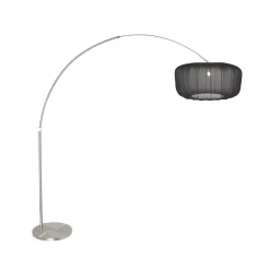 Kaareva lattiavalaisin Sparkled Light, teräs/musta nailon, 240 cm