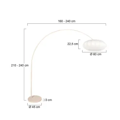 Kaareva maavalaisin Sparkled Light kermanvärinen/valkoinen, 240 cm, silkki