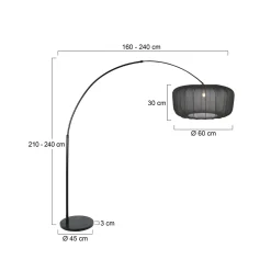 Kaareva maavalaisin Sparkled Light, musta/musta nailon, 240 cm
