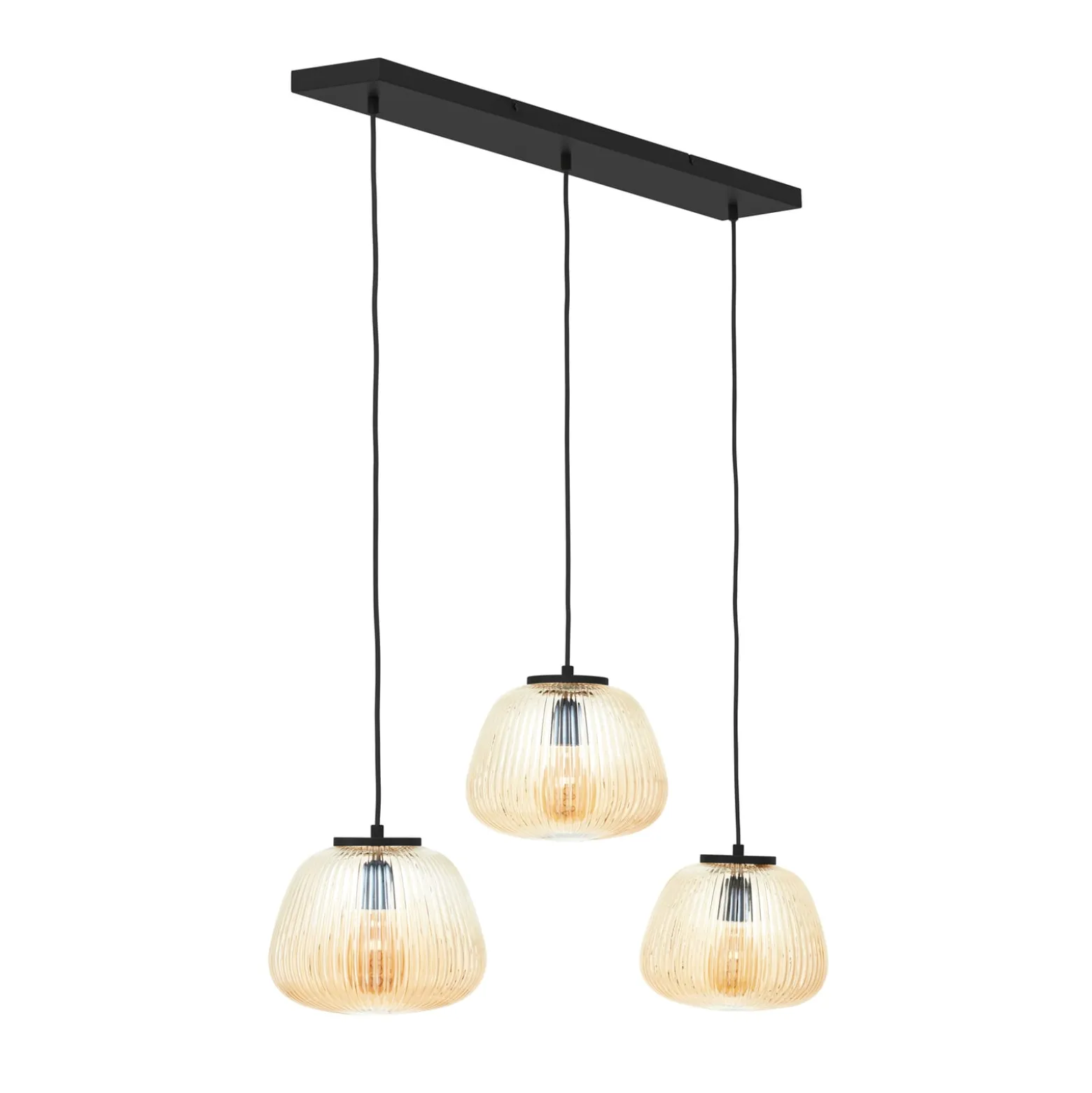 Kaizen-riippuvalaisin, pituus 105 cm, meripihka, 3-valo, lasi