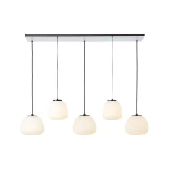 Kaizen riippuvalaisin, pituus 125 cm, opaali, 5 valoa, metallia