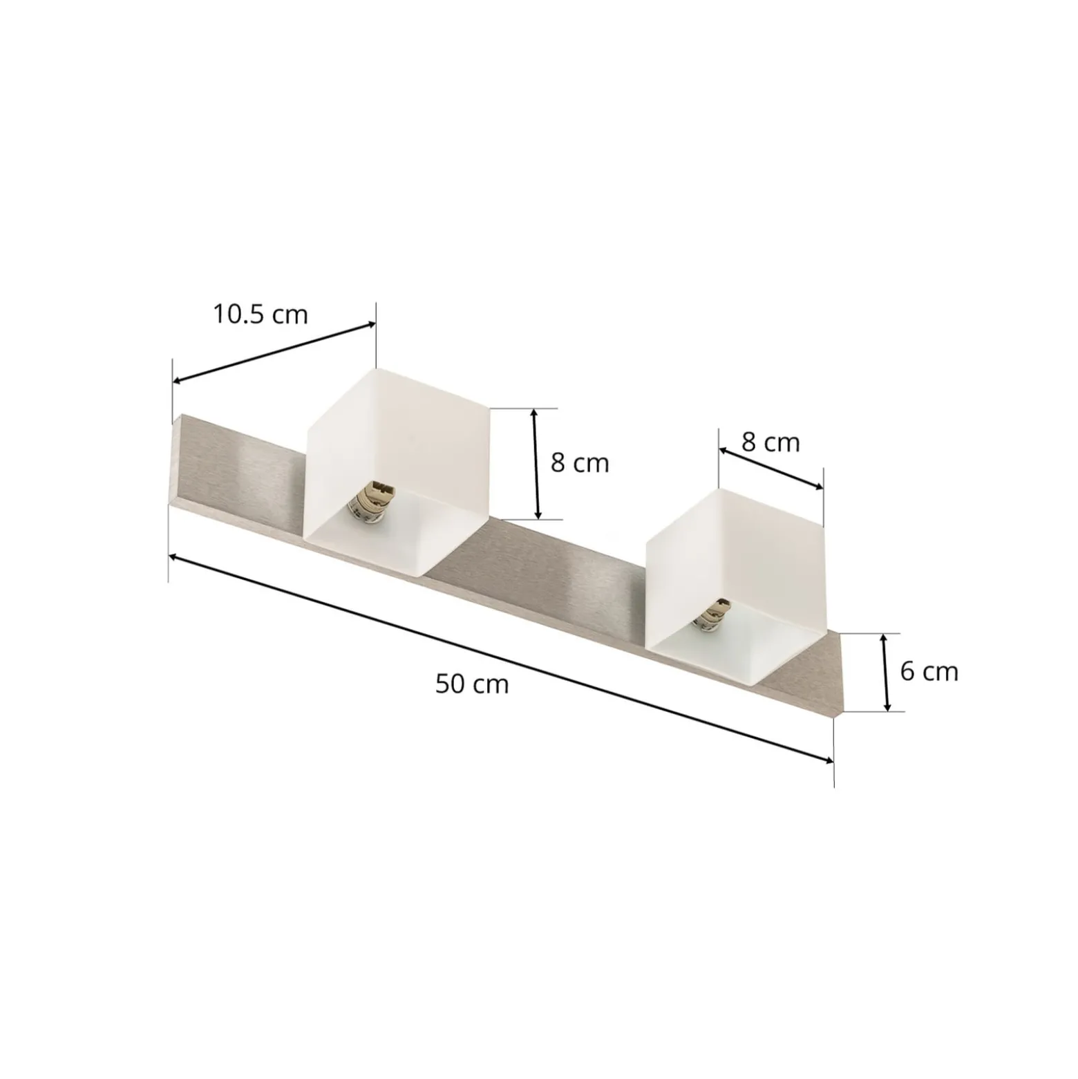 Kaksilamppuinen CUBE -seinävalaisin, häikäisysuoja