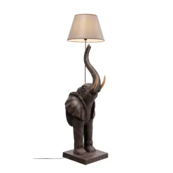 KARE Animal Elephant -lattiavalaisin, ruskea, luonnonpellava, 154 cm