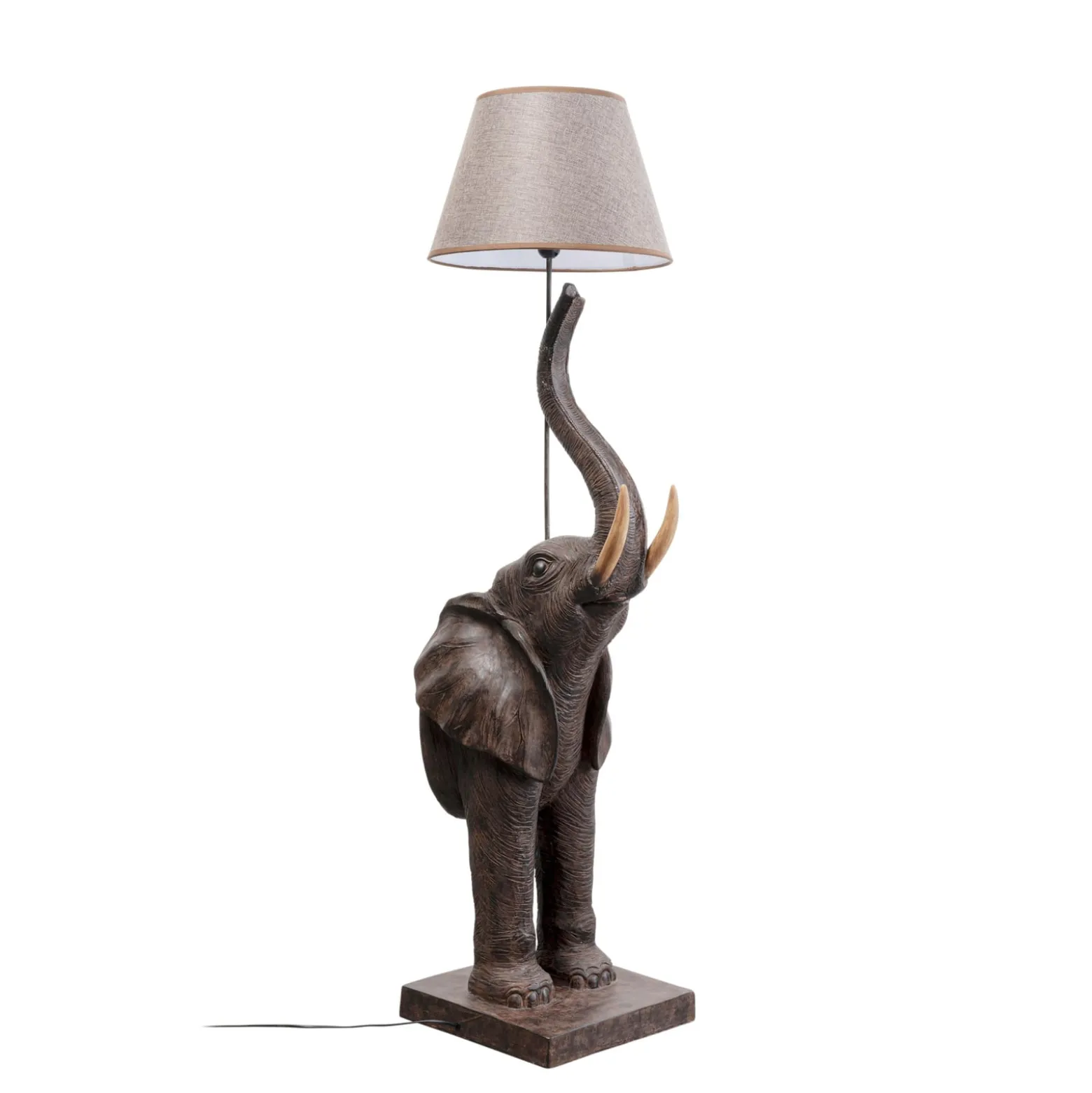 KARE Animal Elephant -lattiavalaisin, ruskea, luonnonpellava, 154 cm