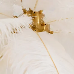 Kare Feather Palm -riippuvalaisin, valkoinen, höyhenet, Ø 87 cm, G9