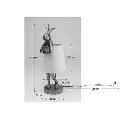 Kare pöytävalaisin Animal Rabbit, musta/kultainen, 68 cm, E14