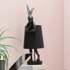 Kare pöytävalaisin Animal Rabbit, musta/kultainen, 68 cm, E14