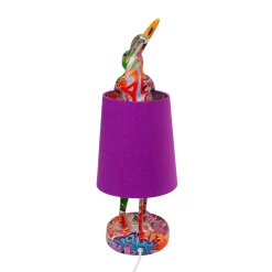 Kare pöytävalaisin Animal Rabbit, violetti/graffiti, 50 cm, E14