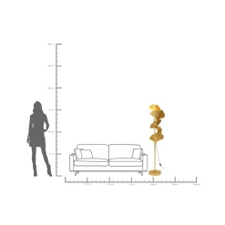 Kare Yuva-lattiavalaisin, kullanvärinen, metalli, 160 cm, E27
