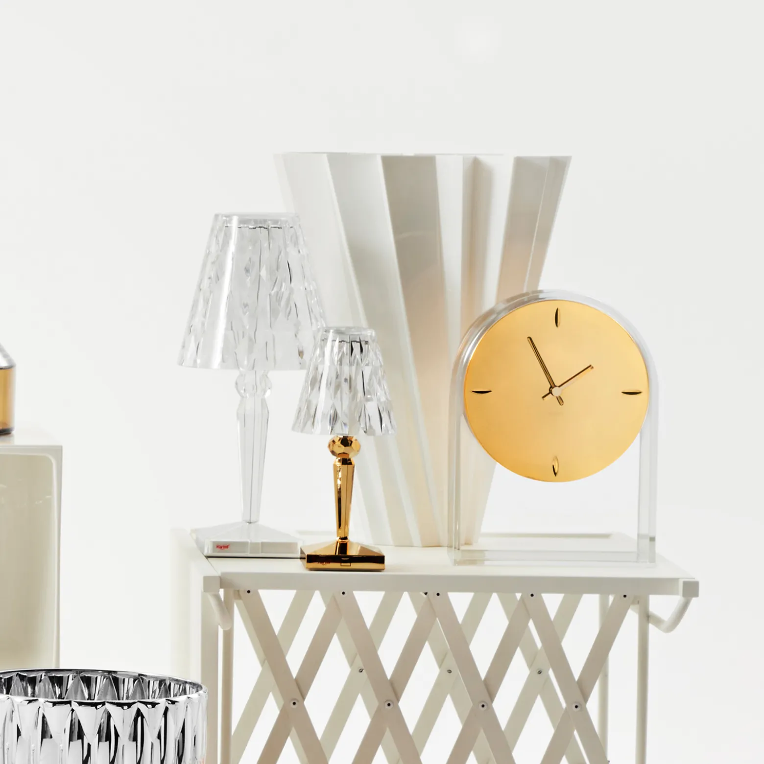 Kartell LED-akkukäyttöinen pöytälamppu Battery, 26 cm, kullanvärinen, IP54