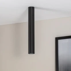 Kattokohdevalo Tecno 1L, teräs, GU10, korkeus 45 cm, musta