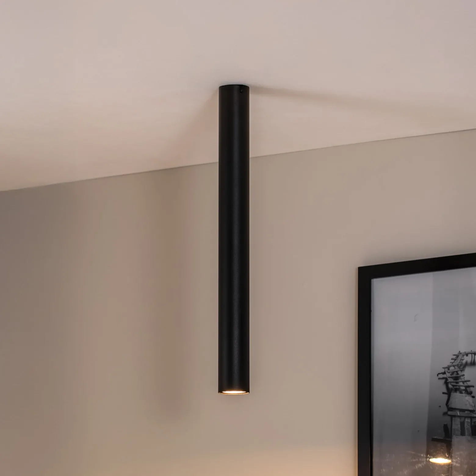 Kattokohdevalo Tecno 1XL, teräs, GU10, korkeus 60 cm, musta