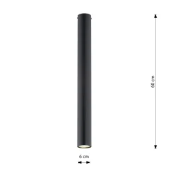 Kattokohdevalo Tecno 1XL, teräs, GU10, korkeus 60 cm, musta