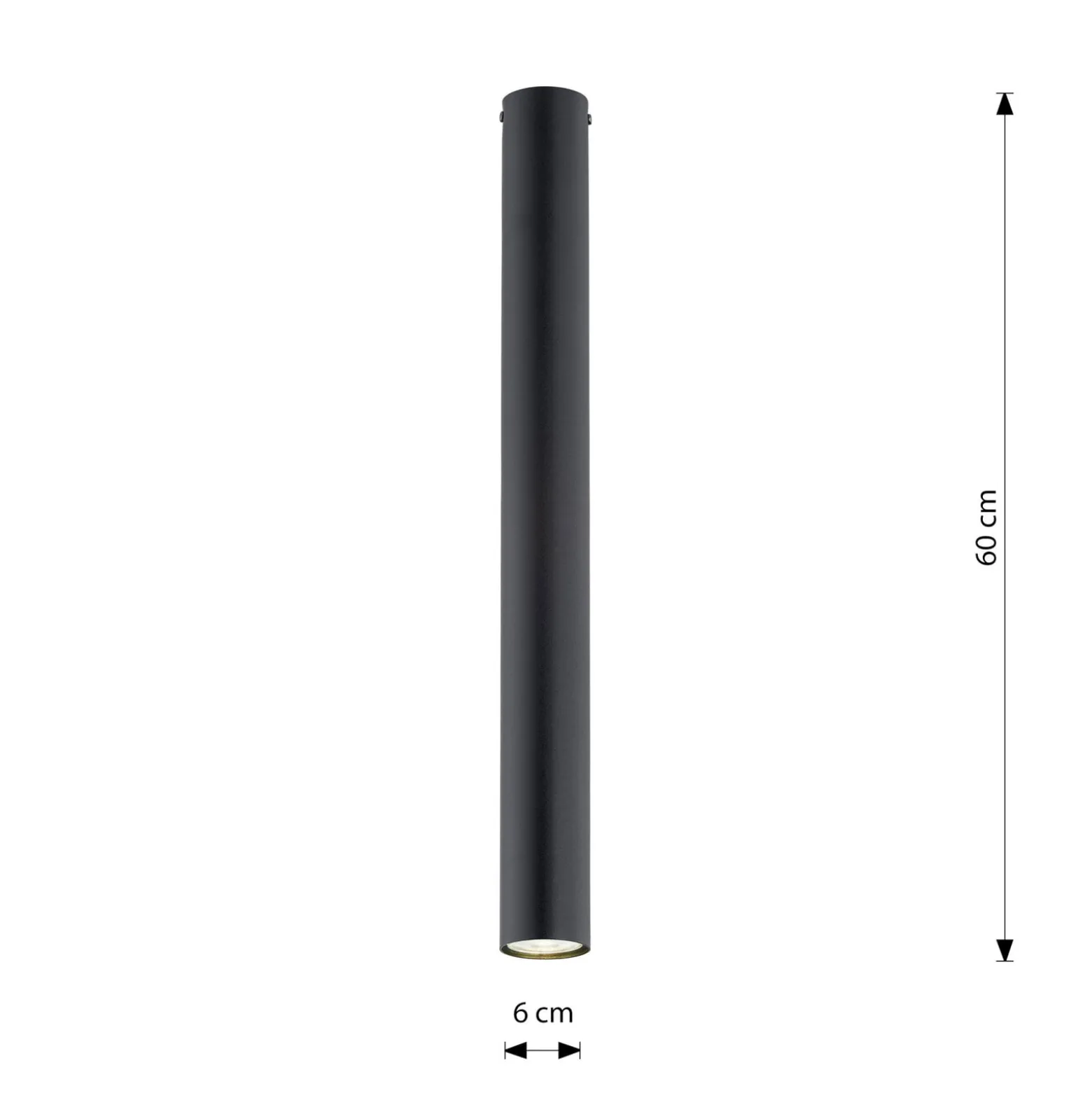 Kattokohdevalo Tecno 1XL, teräs, GU10, korkeus 60 cm, musta