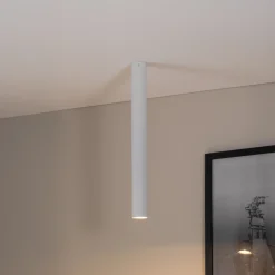 Kattokohdevalo Tecno 1XL, teräs, GU10, korkeus 60 cm, valkoinen