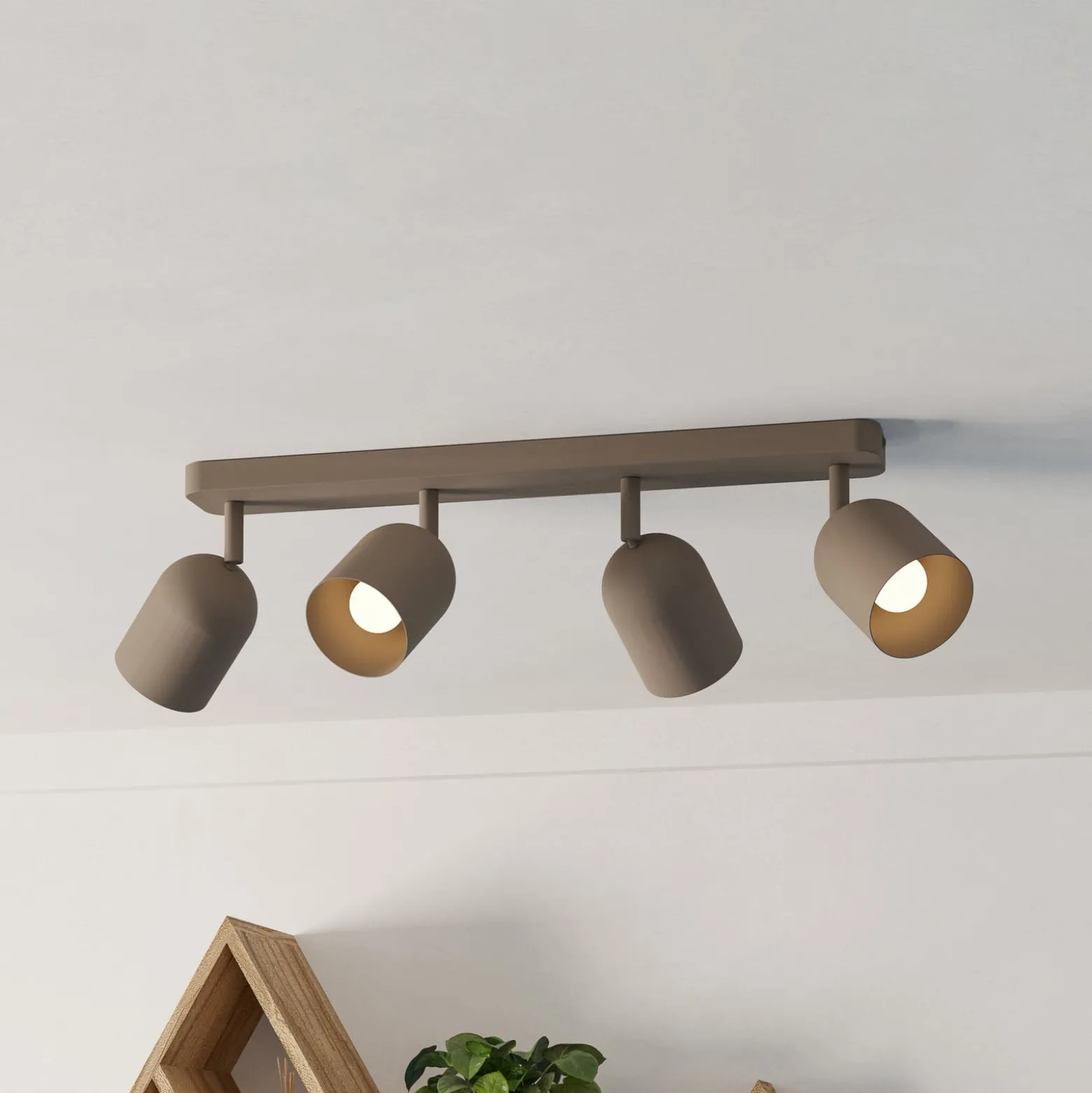 Kattokohdevalo Tilston, beige, pituus 58 cm, 4-lamppuinen, teräs