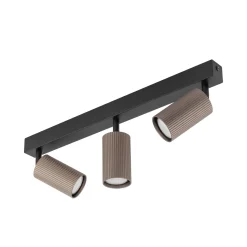 Kattokohdevalo Tune, 3-lamppuinen, ruskea, metalli, pituus 66 cm
