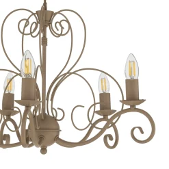 Kattokruunu Mauro, beige, 5-lamppuinen, Ø 62 cm, metalli, E14