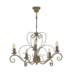 Kattokruunu Mauro, beige, 5-lamppuinen, Ø 62 cm, metalli, E14