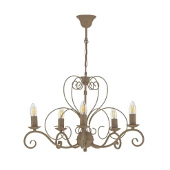 Kattokruunu Mauro, beige, 5-lamppuinen, Ø 62 cm, metalli, E14