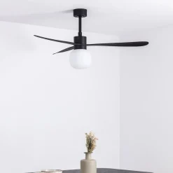 Kattotuuletin Amelia Ball LED-valolla, musta
