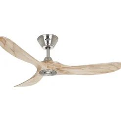Kattotuuletin ECO GENUINO, kromi/vaalea puu, halkaisija 122 cm, hiljainen
