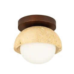 Kattovalaisin 25418, beige, halkaisija 15 cm, kivi/lasi/puu, G9