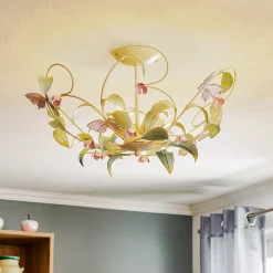Kattovalaisin BUTTERFLY, kermanvärinen/vihreä/vaaleanpunainen, ruostumaton