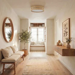 Kattovalaisin Calma, beige, rami, Ø 60 cm, E27