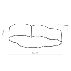 Kattovalaisin Cloud, vaaleanpunainen, 63 cm pitkä, tekstiili, pilvi, E27