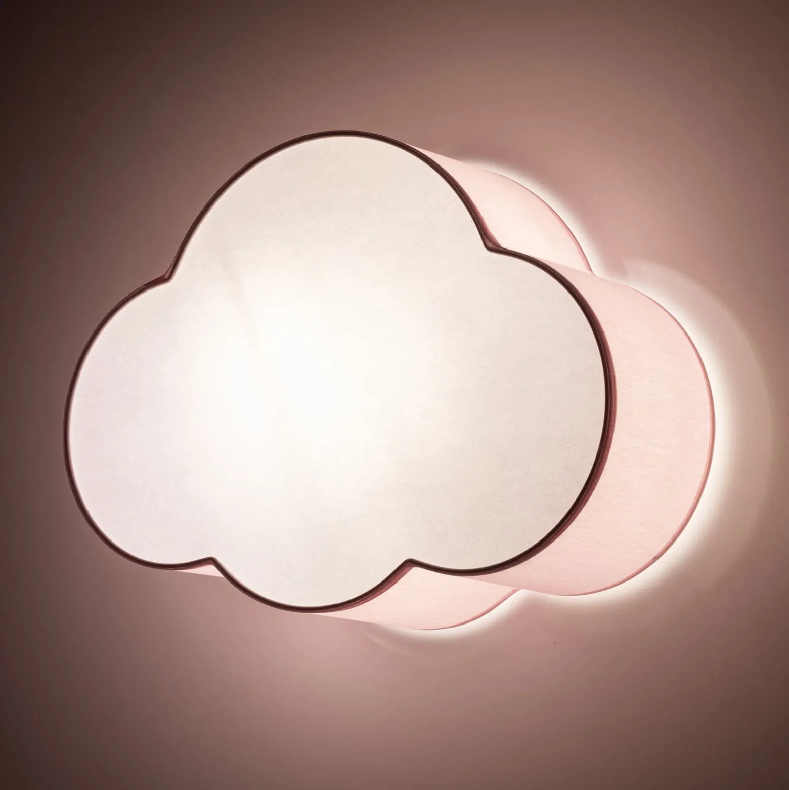 Kattovalaisin Cloud, vaaleanpunainen, 43 cm pitkä, tekstiili, pilvi, E27
