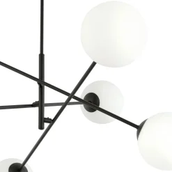 Kattovalaisin Linear, musta/opaali, 6-lamppuinen