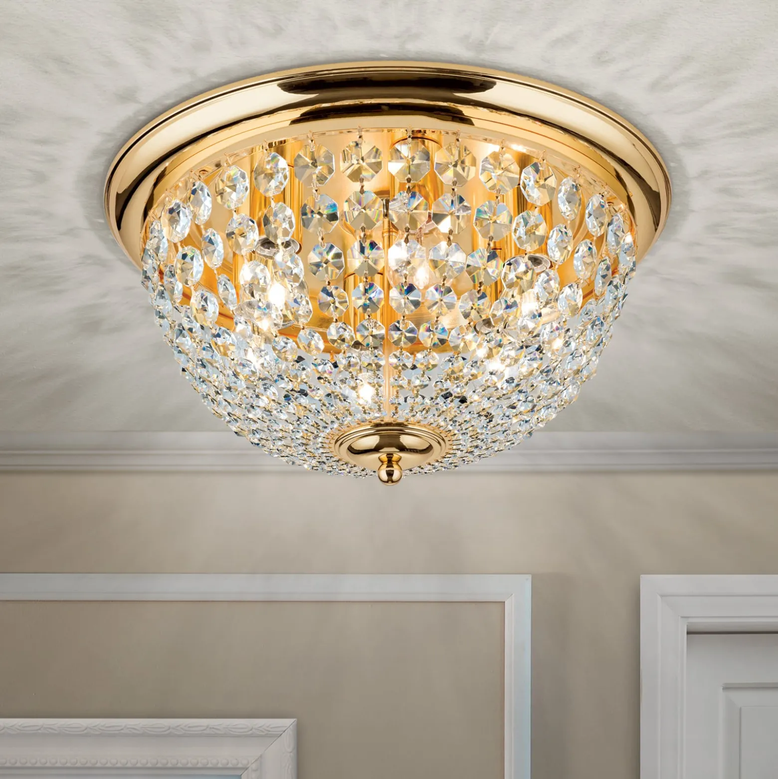 Kattovalaisin Plafond, kulta/läpinäkyvä, Ø 47 cm