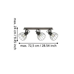 Kattovalaisin Sambatello 3-lamppuinen ruskea/hopea