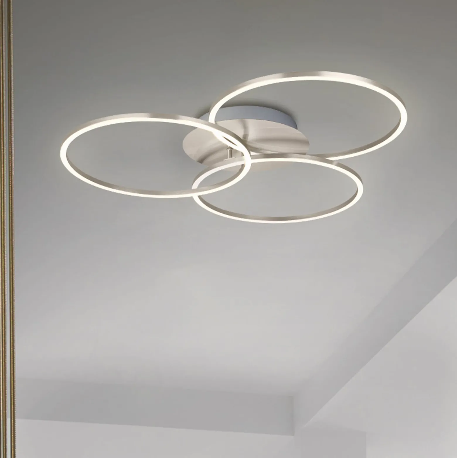 Kattovalo Frame Ring, himmennin, nikkeli 3 lamppua