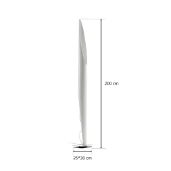 kdln lattiavalaisin Shakti, hopea, valkoinen satiini, korkeus 200 cm