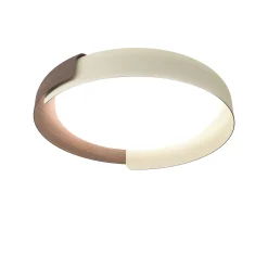 kdln LED-kattovalaisin Dala, hiekanvalkoinen/puu, Ø 58 cm, himmennettävä