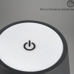 Kiki LED ladattava pöytävalaisin, musta, IP44, 3 000K