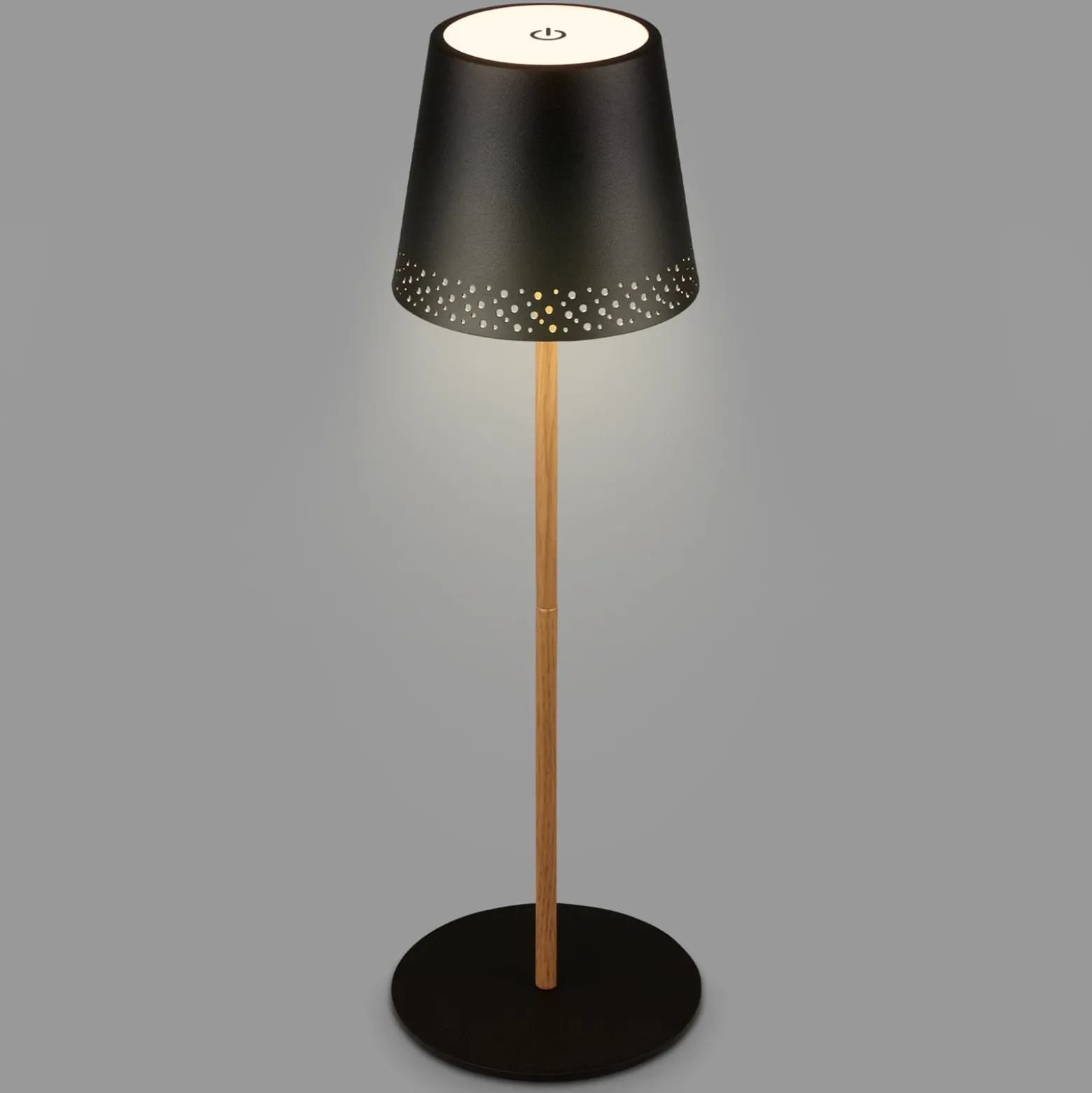 Kiki LED ladattava pöytävalaisin, musta/kultainen, IP44, 3000K