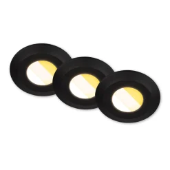 Klira upotettava LED-valaisin, musta, Ø 9cm, IP44, 3 kpl:n sarja