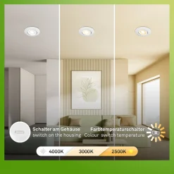 Klira uppoasennettava LED-valaisin, valkoinen, kääntyvä, himmennettävä, 3