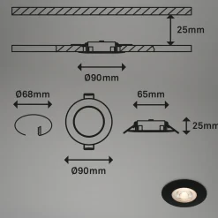 Kulana-LED-uppokohdevalo, musta, 3 kpl, IP65
