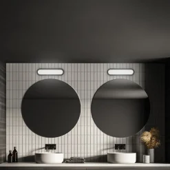 Kylpyhuoneen LED-seinävalaisin Pil, musta, leveys 35 cm, muovi