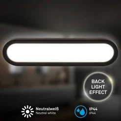 Kylpyhuoneen LED-seinävalaisin Pil, musta, leveys 35 cm, muovi