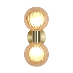 Kylpyhuoneen seinälamppu Lumisphere, kerma/messinki, korkeus 28 cm,
